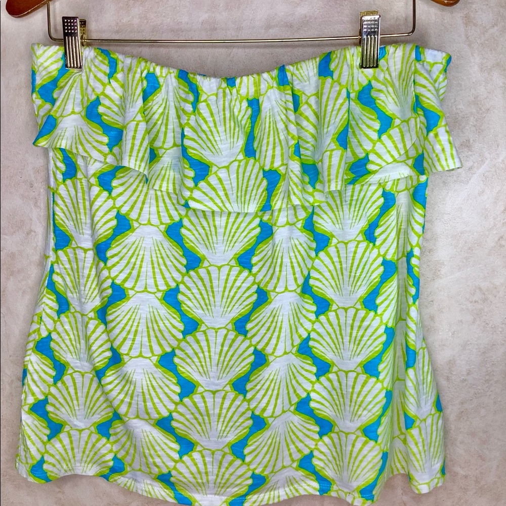 EUC Crown and Ivy Ruffled Strapless Top, Seashells